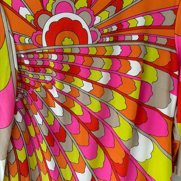 New Trina Turk Rhyan Print Sheath Dress 3/4 Sleeves Retro Size 6 - Picture 5 of 10